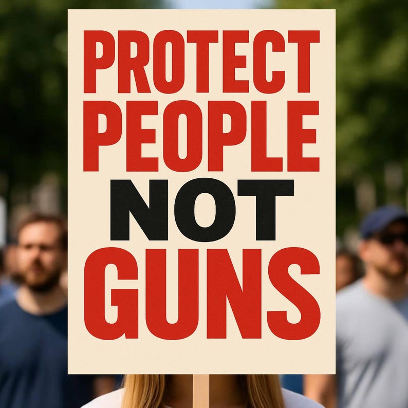 Protect People Not Guns Protest Poster, Gun Reform Sign, Activist Print ...