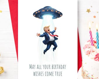 Funny Birthday Card, Political Humor Card, May All Your Wishes Come True Joke, Unique Birthday Gift, Red Envelope Included