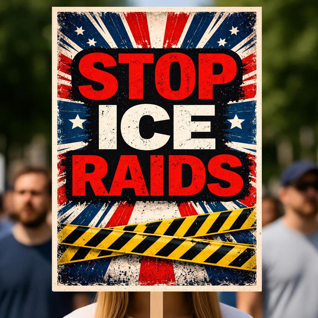 STOP ICE Raids Protest Poster, Anti Ice Rally Sign, Human Rights ...
