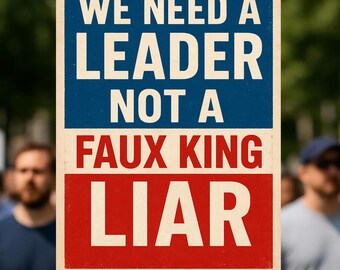We Need A Leader, Not A Faux King Liar Protest Sign, No Kings Rally Sign, Anti Trump Poster, No Kings Protest, Digital Download, 3 Sizes PDF