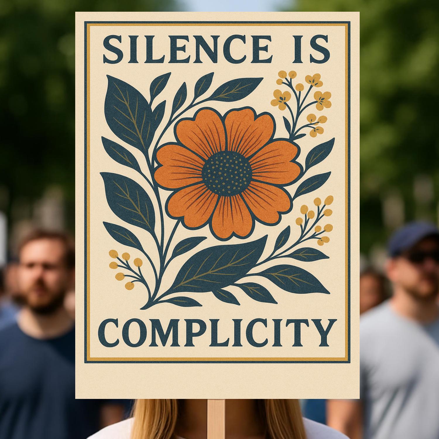 Silence is Complicity Protest Poster, Political Wall Art, Rally