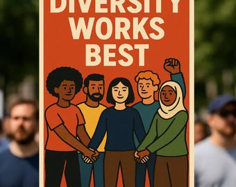Diversity Works Best Wall Print, Diversity Protest Poster, Classroom Wall Decor, Celebrate Diversity, Digital Download, 3 Sizes PDF