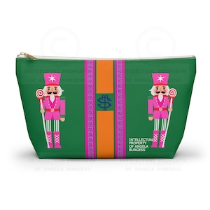 Christmas Nutcracker Monogrammed Green Mahjong Tile Bag: Chinoiserie Travel Pouch, Small and Large