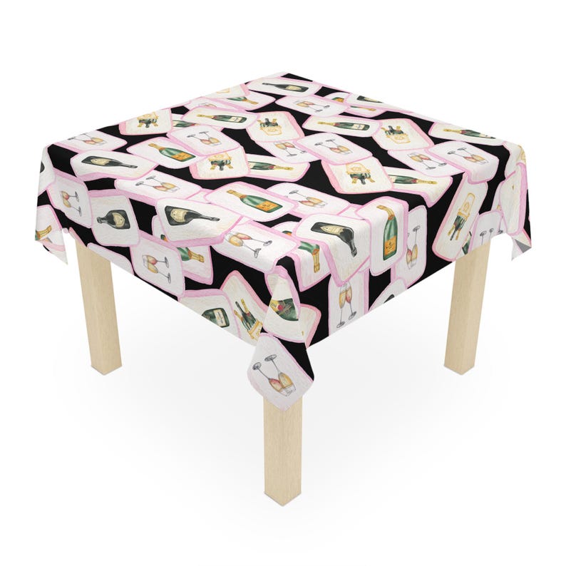 Happy New Year Champagne Tiles MAHJONG Tablecloth, 55 x 55, Game Night image 4