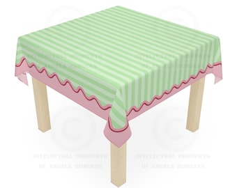 MAHJONG-tafelkleed groenroze golven, maat 55 x 55, game-avond