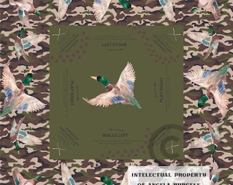 Duck Hunt Camo Mahjong Tablecloth, Camouflage, Guys Away Girls Will Play, Gaming Table Cover, Beginner, 55 x 55, Charleston Rules