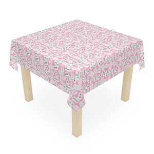 Mahjong Pink Tile Game Night Tablecloth, Hostess Gift, 55x55, and Preppy Table Cover, Mahj Prize, West Palm Beach Style image 3