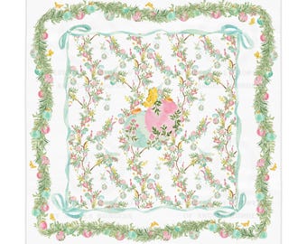 Christmas in Paris MAHJONG Tablecloth, Size 55 x 55, Chinoiserie Game Night