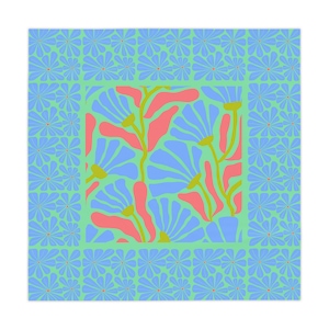 Greenly California Mahjong Tablecloth, Poppies Modern Art, 55x55 inch image 1
