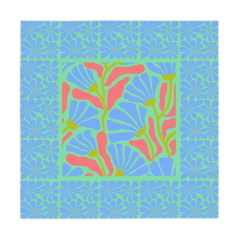 Greenly California Mahjong Tablecloth, Poppies Modern Art, 55x55 inch image 1