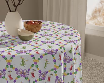 New Orleans Mardi Gras MAHJONG Tablecloth, Size 55 x 55, Game Night, New Orleans Style