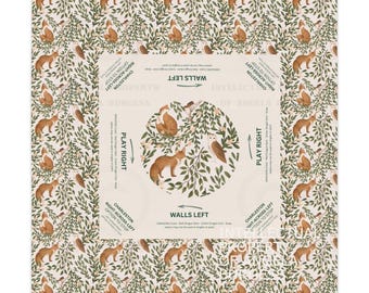 Fall Forest Foxes Mahjong Tablecloth, Tile Game Hostess Gift 55x55, Charleston Rules, Beginner Friendly, Woods Owls