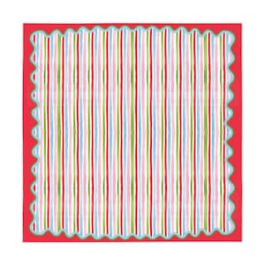 Holly Jolly Stripes MAHJONG Tablecloth, Size 55 x 55, Christmas Holiday image 2