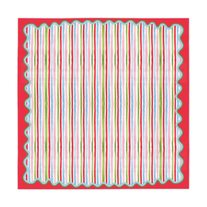 Holly Jolly Stripes MAHJONG Tablecloth, Size 55 x 55, Christmas Holiday image 2