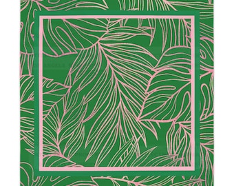 Palm Royal Green and Pink MAHJONG Tablecloth, Mahjong, Size 55 x 55