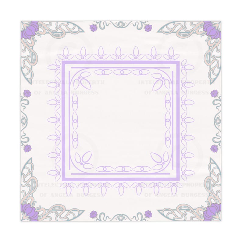 Art Nouveau Lotus Flower Cream MAHJONG Tablecloth, Mahjong, Size 55 x 55 image 1