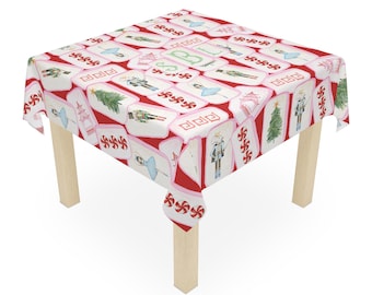 Mantel navideño de mahjong, tamaño 55 x 55 cm, Cascanueces, Rey Ratón, Clara, personalizable con monograma.