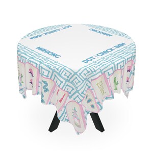 Mantel para noche de juego de Mahjong, regalo para anfitriona, 55 x 55, mantel de azulejos, bambú azul, estilo West Palm Beach, turquesa océano imagen 4