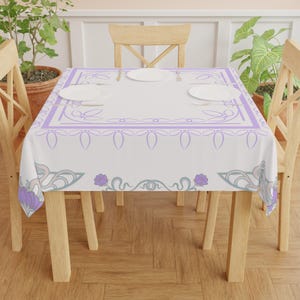Art Nouveau Lotus Flower Cream MAHJONG Tablecloth, Mahjong, Size 55 x 55 image 5