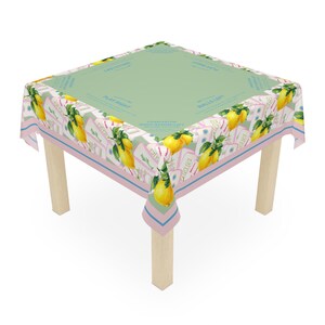 Citrus Lemons Mahjong Tablecloth, Tile Game Hostess Gift 55x55, Charleston Rules, Beginner Friendly afbeelding 3
