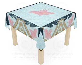 Bird Tile Tablecloth, Grandmillennial Table Cover, Hostess Gift, Charleston Rules, West Palm Beach Vibe, Beginner Instructions