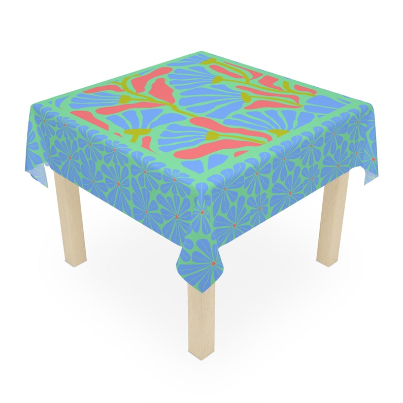 Greenly California Mahjong Tablecloth, Poppies Modern Art, 55x55 inch image 2