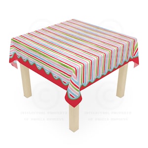 Holly Jolly Stripes MAHJONG Tablecloth, Size 55 x 55, Christmas Holiday image 1