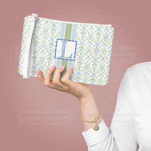 Personalized Mahjong Card Clutch: Blue Bows Maj Card Holder