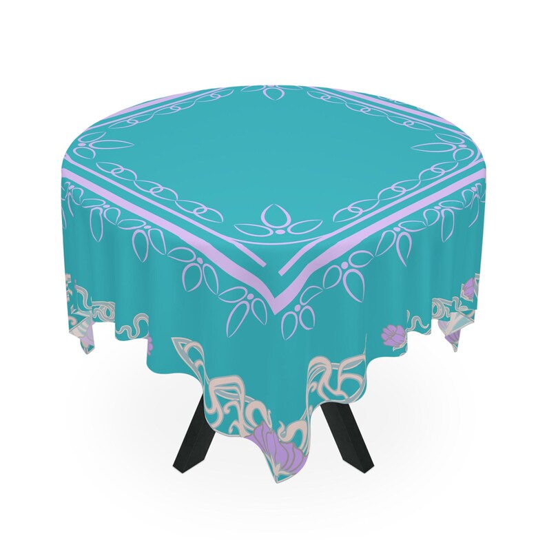 Art Nouveau Lotus Flower MAHJONG Tablecloth, Mahjong, Size 55 x 55 image 4
