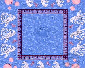 Year of the Horse MAHJONG Tablecloth, Mahjong, Size 55 x 55, Chinese Zodiac 2026