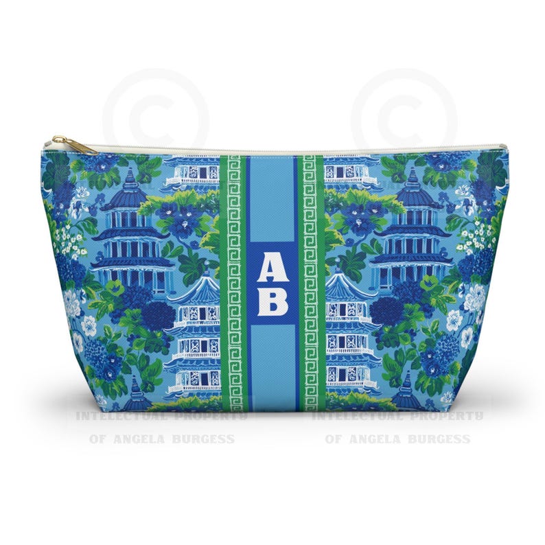 Personalized Preppy Pagoda Mahjong Tile & Dice Bags, Cosmetic Pouch image 1