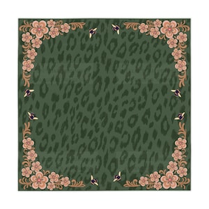 Legacy Leopard Dark Green MAHJONG Tablecloth, Size 55 x 55, Game Night