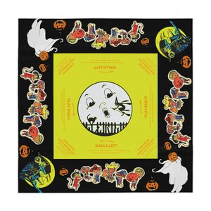 Halloween MAHJONG Tablecloth Vintage Cartoons, Charleston Rules, Size 55 x 55, Hostess Gift, Ghosts, Pumpkins, Instructions for Beginners