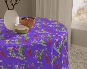 Mardi Gras MAHJONG Tablecloth, Size 55 x 55, Game Night, New Orleans Style