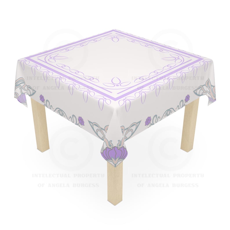Art Nouveau Lotus Flower Cream MAHJONG Tablecloth, Mahjong, Size 55 x 55 image 2