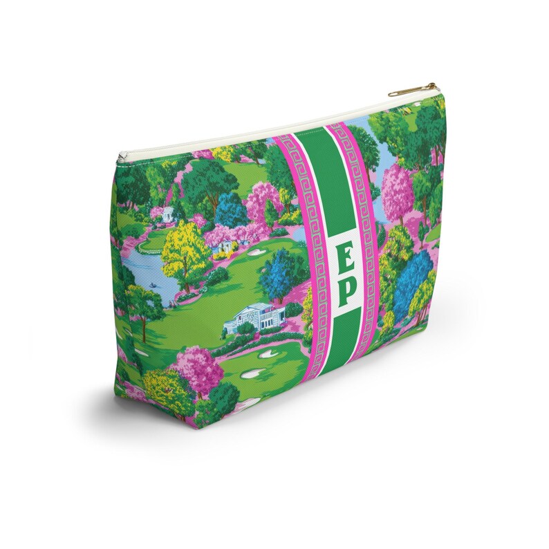 Gepersonaliseerde Augusta Preppy Golf Mahjong-tas met tegels en dobbelstenen, toilettasje afbeelding 4