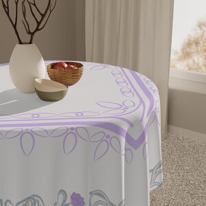 Art Nouveau Lotus Flower Cream MAHJONG Tablecloth, Mahjong, Size 55 x 55 image 3