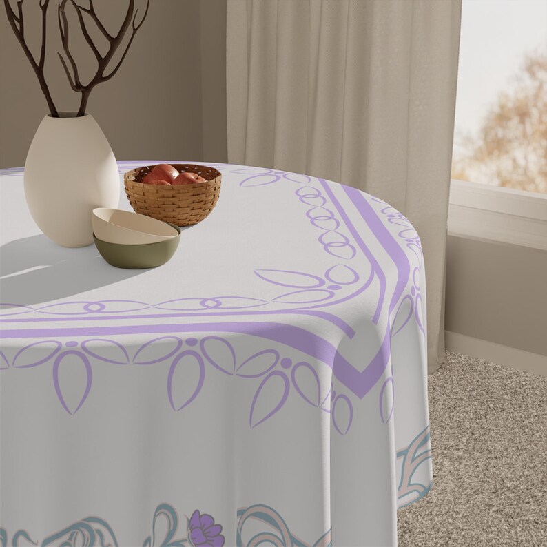 Art Nouveau Lotus Flower Cream MAHJONG Tablecloth, Mahjong, Size 55 x 55 image 3