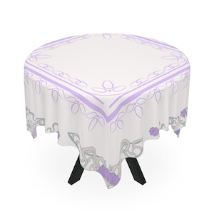 Art Nouveau Lotus Flower Cream MAHJONG Tablecloth, Mahjong, Size 55 x 55 image 4