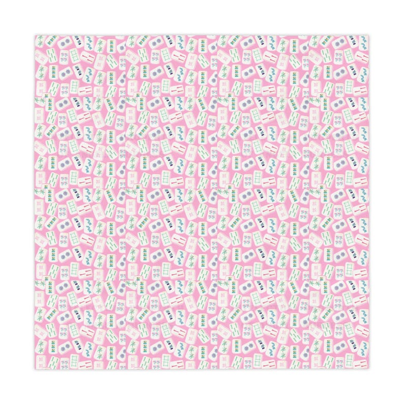 Mahjong Pink Tile Game Night Tablecloth, Hostess Gift, 55x55, and Preppy Table Cover, Mahj Prize, West Palm Beach Style image 2