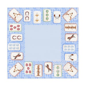 Texas Mahjong Tablecloth, Hostess Gift, 55x55, Horse Guns Bluebonnet Bandana Horseshoe Longhorn Cactus, Western Costal Cowgirl Game Night image 1