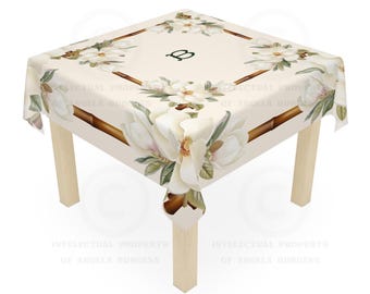 Ivory Magnolia MAHJONG Tablecloth, 55 x 55, Game Night, Bunco, Keno, Poker