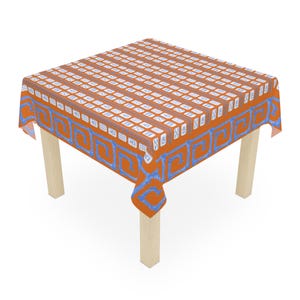 Blue Tiles Mahjong Tablecloth: Chinoiserie Game Night Decor