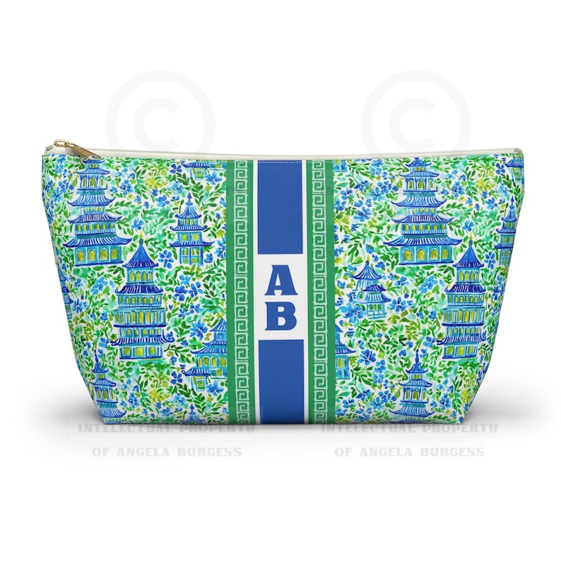 Personalized Preppy Pagoda Mahjong Tile & Dice Bags, Cosmetic Pouch image 1