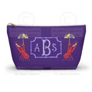 Monogrammed New Orleans Mardi Gras Mahjong Tile Bag: Chinoiserie Travel Pouch, Small and Large