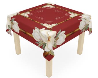 Red Magnolia MAHJONG Tablecloth, 55 x 55, Charleston Rules, Beginner Friendly