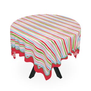 Holly Jolly Stripes MAHJONG Tablecloth, Size 55 x 55, Christmas Holiday image 3