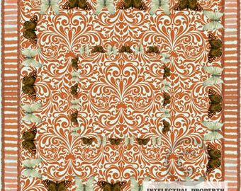 Butterflies Mahjong Tablecloth | Chinoiserie Table Cover | 55 in x 55 in