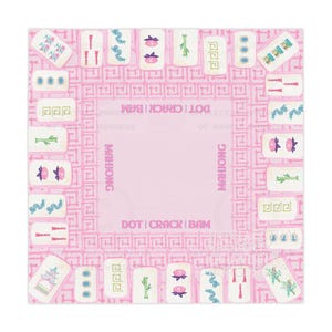 Mahjong Game Night Tablecloth, Hostess Gift, 55x55, Tiles Table Cover, Pink Bamboo, West Palm Beach Style, Mahj Prize image 1