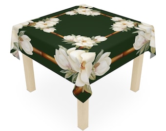 Deep Green Magnolia MAHJONG Tablecloth, 55 x 55, Game Night, Bunco, Keno, Poker